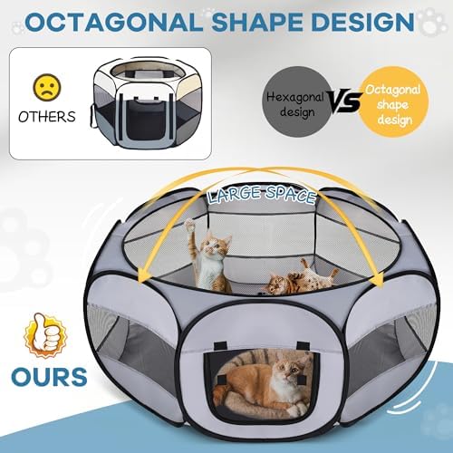 Soft Breathable Small Animal Playpen with Zipper Cover - Portable Rabbit/Bunny Pen & Chick Brooder Box, Lightweight Enclosure for Puppy/Kitten/Guinea Pig/Hamster/Chinchillas (Indoor & Outdoor Use) - Image 3