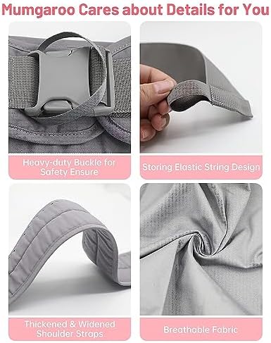 Compact portable grey baby carrier folded neatly to display its lightweight travel-friendly size.