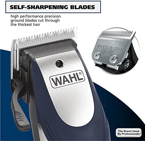 Wahl lithium ion pro hair cutting kit demonstrating corded and cordless operation modes.