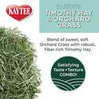 Kaytee Timothy Hay and Orchard Grass large forty eight ounce bag showing seal for locking freshness