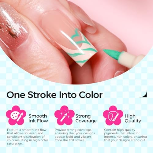 Examples of nail designs created with Gellaktik 3D pens