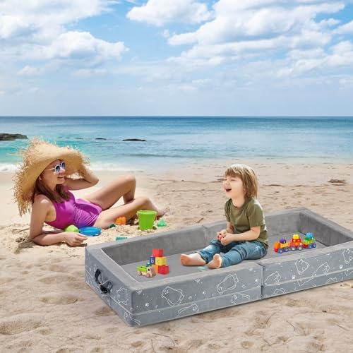 Side view of the premium U-Moving foam toddler bed demonstrating the anti-tipping integrated design
