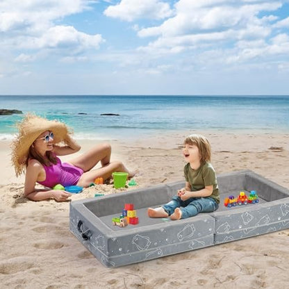 Side view of the premium U-Moving foam toddler bed demonstrating the anti-tipping integrated design