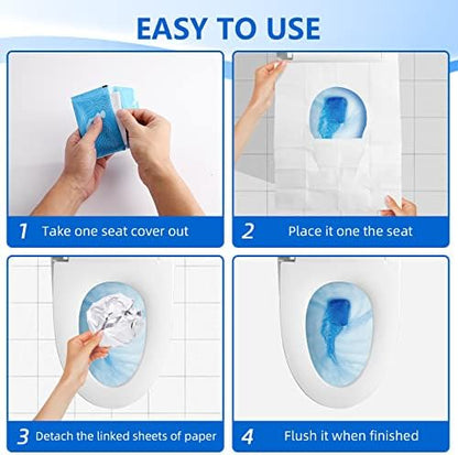 Portable pocket sized packaging of TenFans toilet seat covers