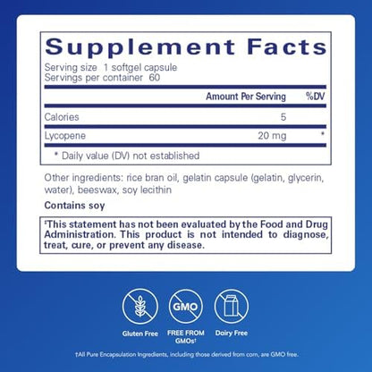 Supplement bottle showing 60 softgel capsules facts and hypoallergenic label details.