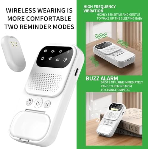 Compact white wireless receiver showing sound and vibration mode indicators.