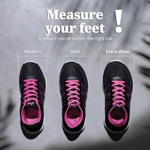 Side profile of Diawin breathable walking shoes with pink accents.