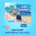 Close up of Pampers Splashers 18 count swim pants