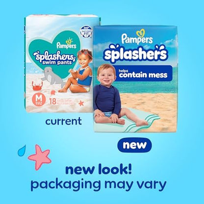 Close up of Pampers Splashers 18 count swim pants