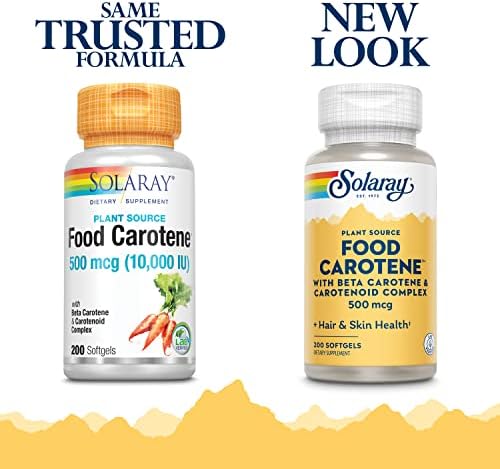 Solaray natural beta carotene supplement 200 count packaging side view