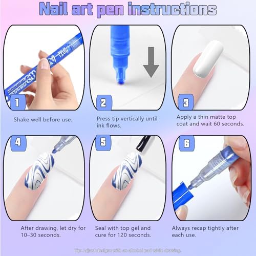 Detailed view of 3D nail polish pen tips