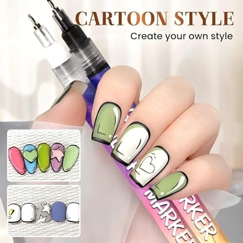 Nail Art Pens, 12 Colors 0.5mm Fine Tip Water-Based Quick-Dry Pens for DIY Nail Design, Doodles & Outlines – Nail Art Kit for Kids, Teens & Beginners - Image 4