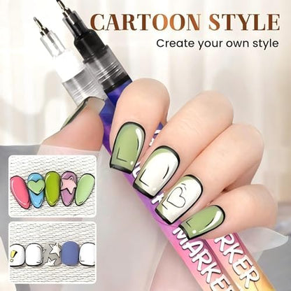 Nail Art Pens, 12 Colors 0.5mm Fine Tip Water-Based Quick-Dry Pens for DIY Nail Design, Doodles & Outlines – Nail Art Kit for Kids, Teens & Beginners - Image 4