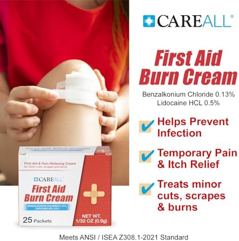 CareALL burn relief cream packets for infection prevention and pain relief