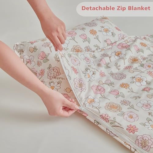 Premium microfiber toddler bedding with removable pillow pocket open