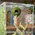 Magnetic Jumping Spider Hideout,Habitat Dcor Kit - Handmade Moss Hideout with Climbing Rope,Hemp Rope Bridge,2Pcs Climbing Web& Loose Moss,Fun Enclosure Accessories for Climbing & Hiding (4.5cm) - Image 5