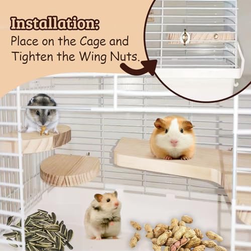 Chinchilla Cage Accessories Hamster Accessories, Chinchilla Toys Wood Platform Dwarf Hamster Cage Board, Chinchilla Cage Sturdy Standing and Jumping Wooden Board for Parrot Cage Rat Cage (Board) - Image 5