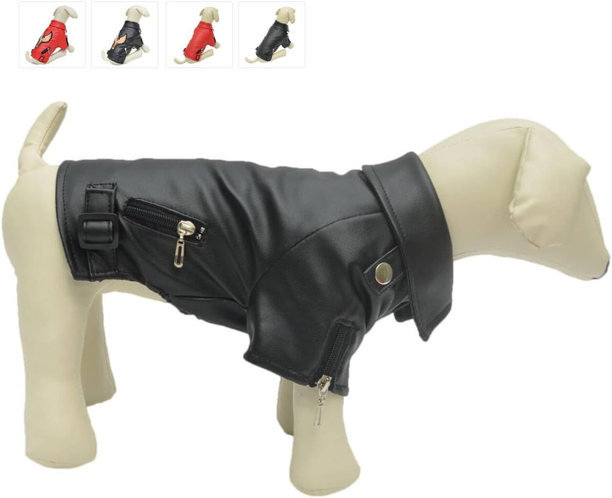 Lovelonglong cool dog leather jacket front view black