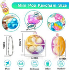 Assorted colors of mini pop fidget keychains