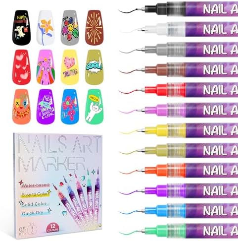 Hubture Lke 12 Colors Nail Art Pens Set front view