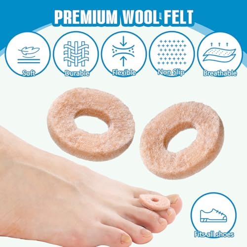 Felt foot padding sheets showing multiple self stick oval cushions for toes