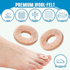 Felt foot padding sheets showing multiple self stick oval cushions for toes