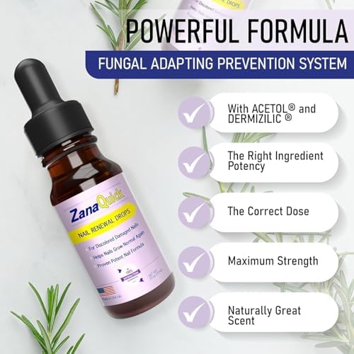 Zanaquick botanical nail repair drops packaging showing 92 percent improvement claim.