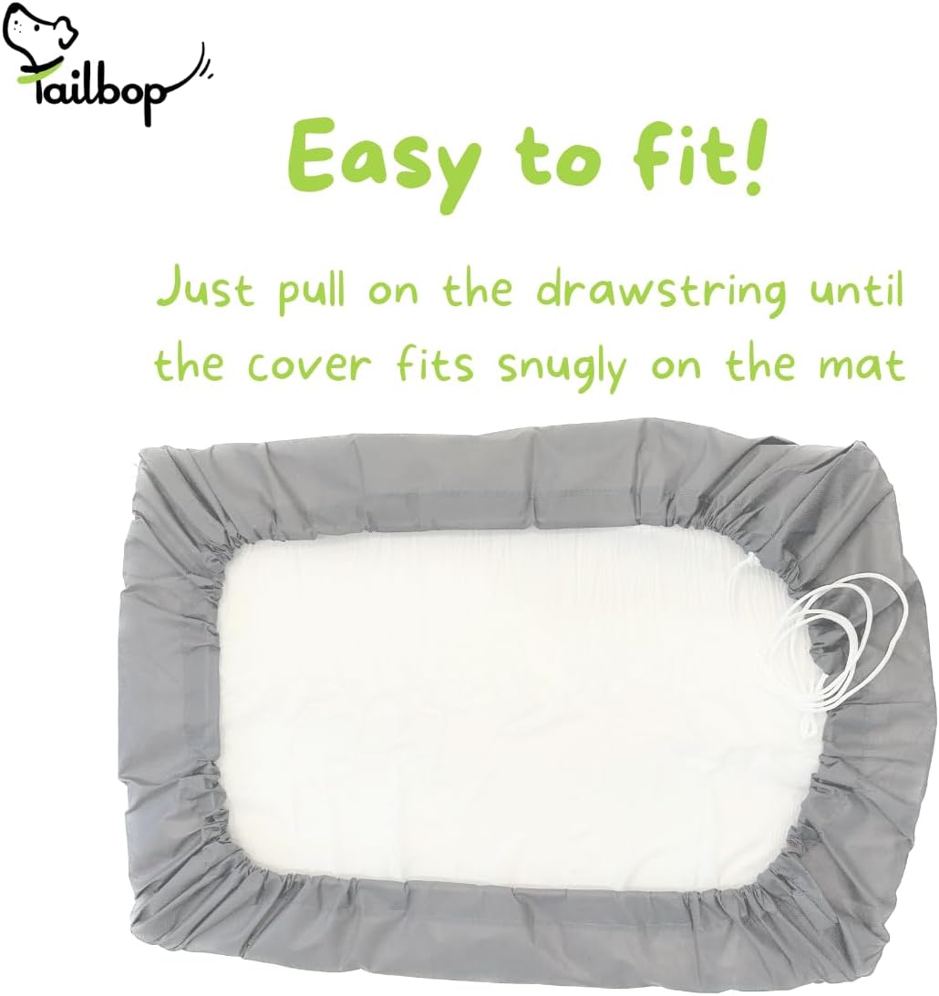Tailbop liquid barrier pet mat cover showing clean replacement step