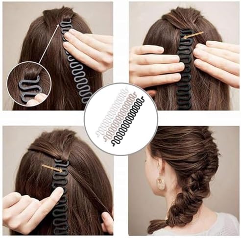 Pink and black topsy tail loop tools for ponytail making