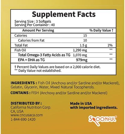 Spoonful iFOS certified fish oil 1290 milligrams per serving premium purity seal close up