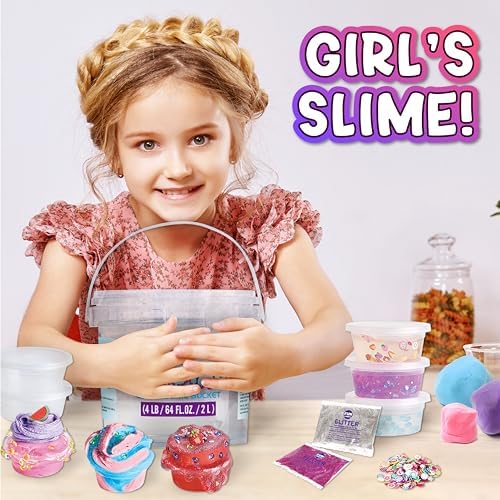 Fun Kidz clear water slime kit showing 29 sets of colorful add ins including glitter and beads