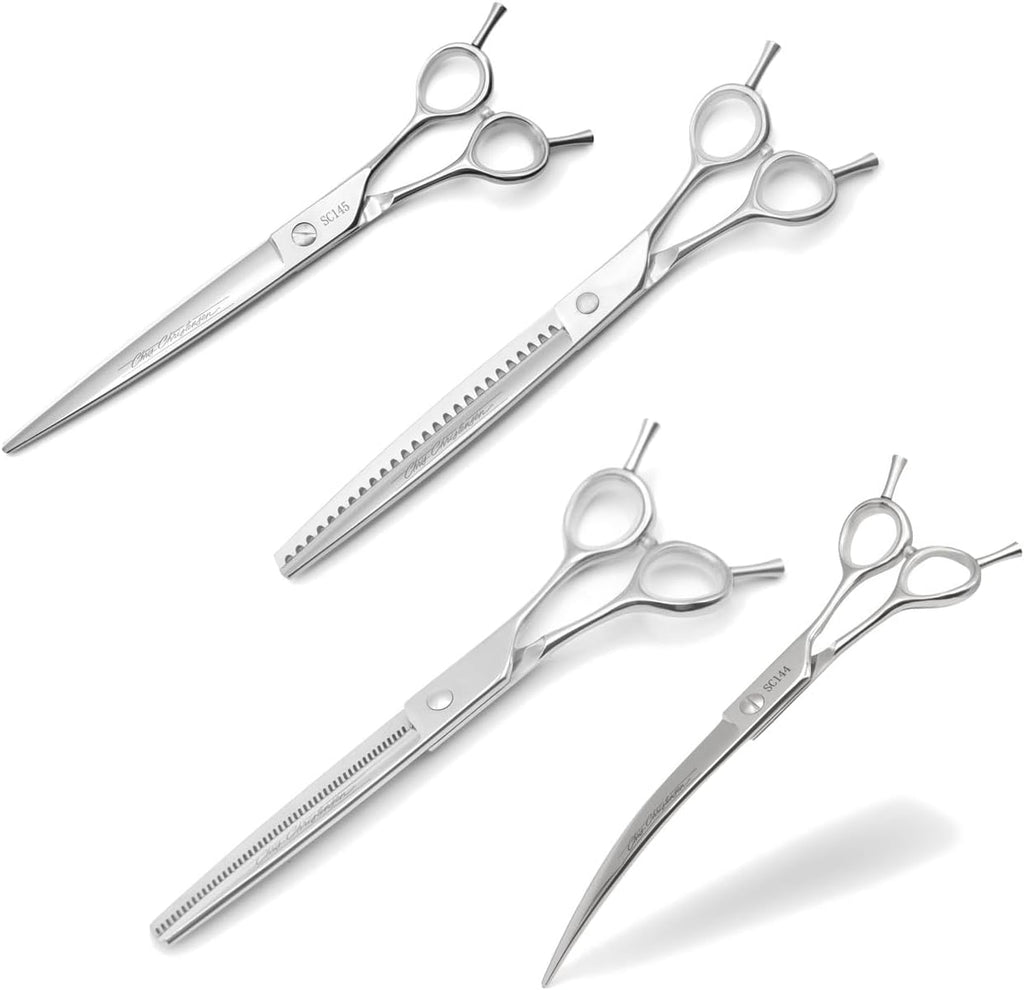 Chris Christensen professional 440C Japanese steel pet scissors in protective storage case