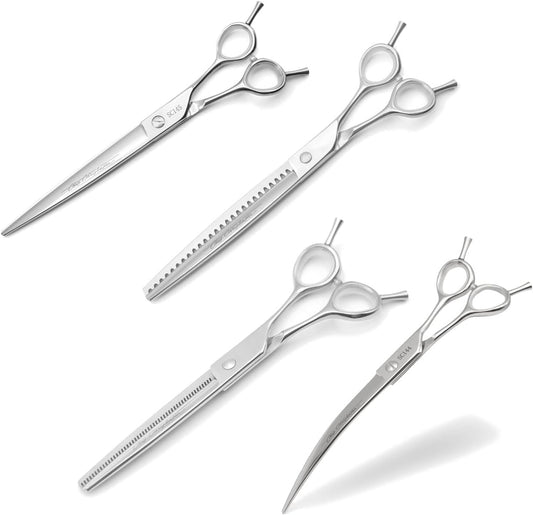 Chris Christensen professional 440C Japanese steel pet scissors in protective storage case