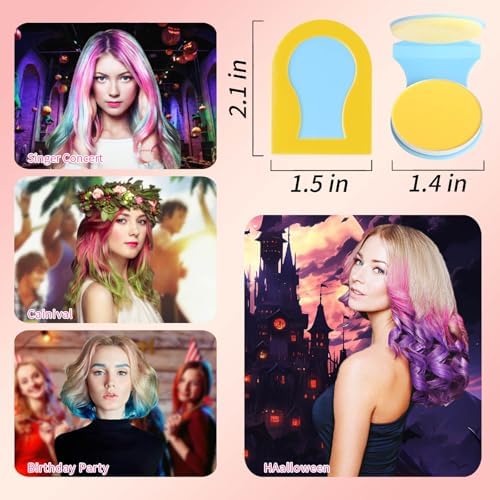 Close up of 8 different temporary hair chalk colors