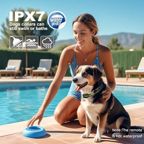 Heaflex pet collar set with long range remote control transmitter perfect for large open spaces.