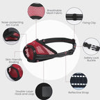 Adjustable neck strap detail on Purrlia dog muzzle