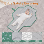 Phoebus Baby waterproof baby changing mat showing wipe clean PEVA material with green rabbit design