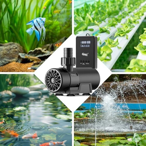 Hygger high flow rate pond and aquarium pump package contents with all accessories displayed clearly.