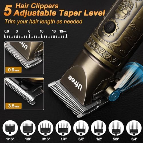 Ufree electric shaver razor and detail T-blade trimmer displaying smart digital LED screen