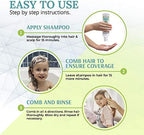 LiceLogic plant-based enzyme shampoo for kids being used for head lice elimination.