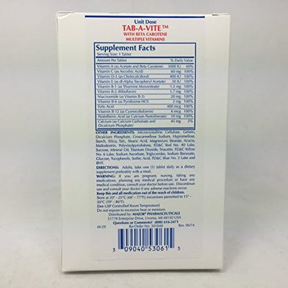 Major Pharmaceuticals adult multiple vitamins supplement facts and ingredient label view