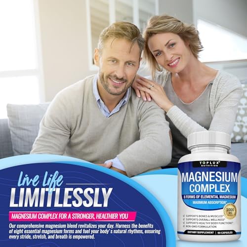 Authentic imported Toplux Magnesium Complex capsule count and allergen free indicators