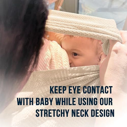 Gold Mamas nursing cover worn as a stylish scarf