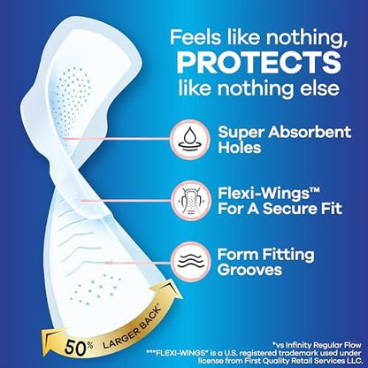 Always Infinity 66 count bulk pack of three overnight sanitary napkins.