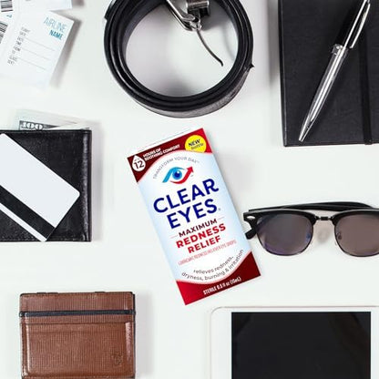 Compact Clear Eyes 15ml bottle for fast acting eye redness removal.