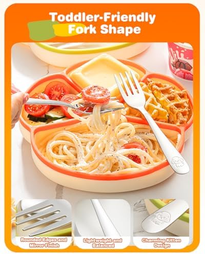 Close up of Blvtoios ergonomic kids cutlery set