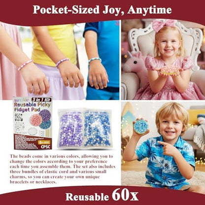 Various multi colored beads included in the Sunolkie picky pad kit