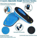 Demonstration of Svowin gel heel lifts being inserted into a sneaker.