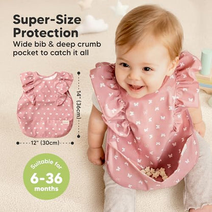 Close up of KeaBabies PROTech waterproof single layer fabric and ruffle details