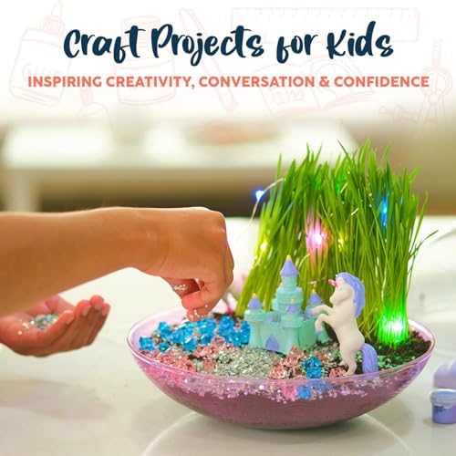 BRYTE kids arts and crafts kit contents including glitter crystal rocks and paint brushes